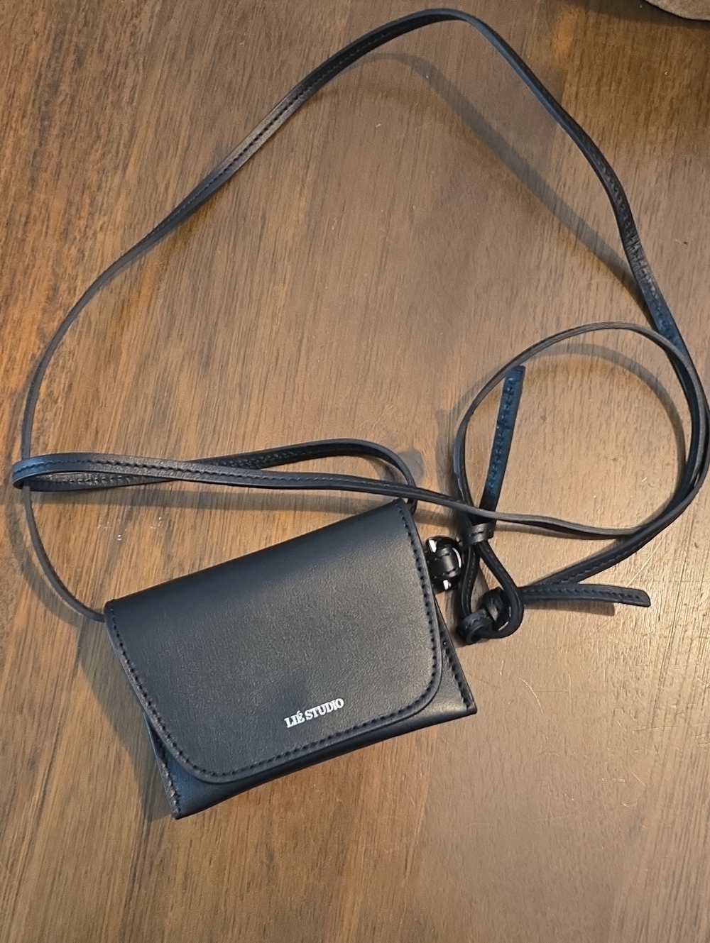 Black Leather Crossbody Card Bag